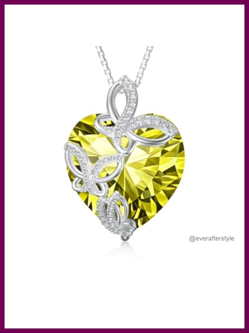 18K White Gold Plated Butterfly Necklace Crystal Pendant Gift